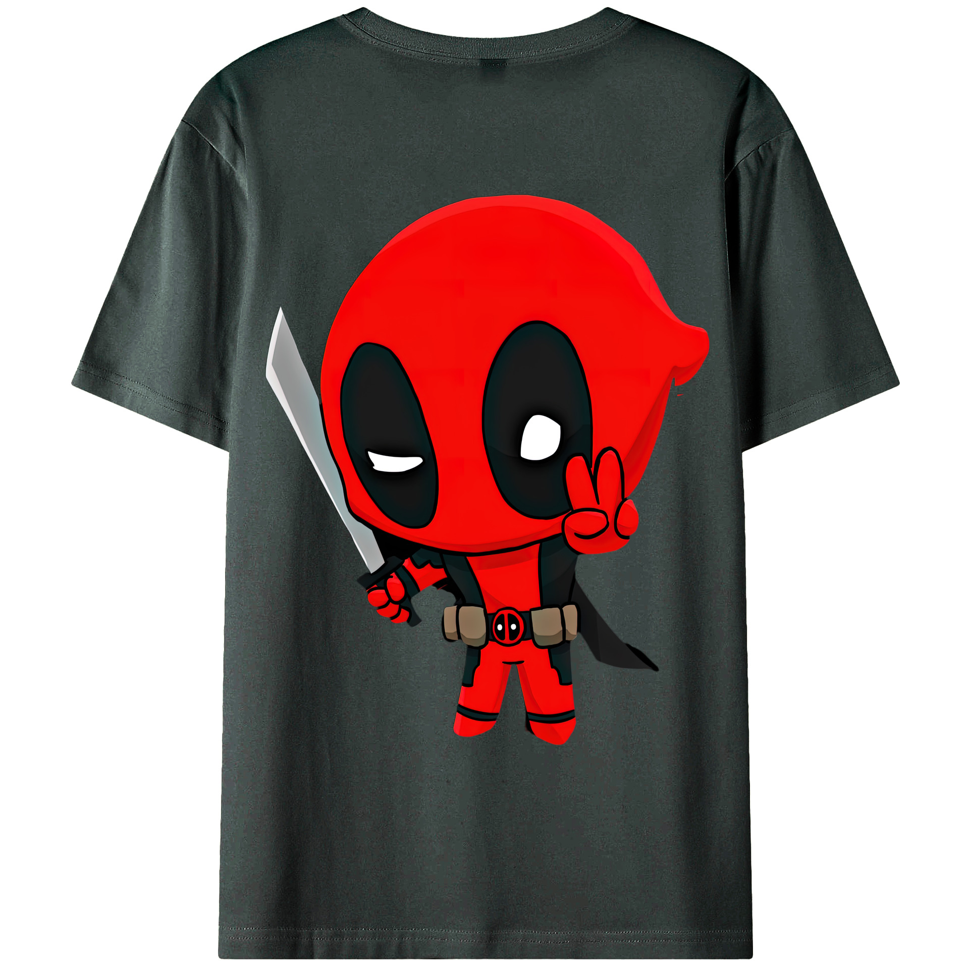 （画像用） Deadpool デッドプール 綿100％ メンズ半袖Tシャツ（バックプリント） 通気性